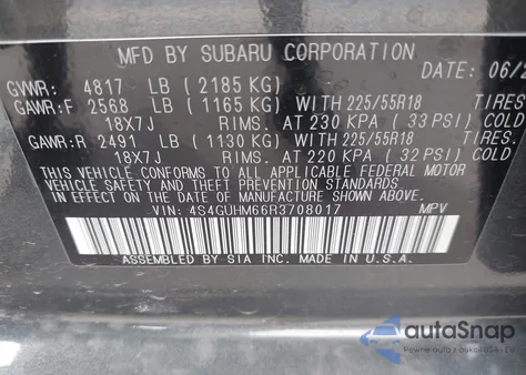 2024 Subaru Crosstrek Limited из США, поврежденный, VIN 4S4GUHM66R3708017